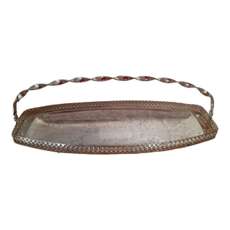 Antique bread basket in silver metal