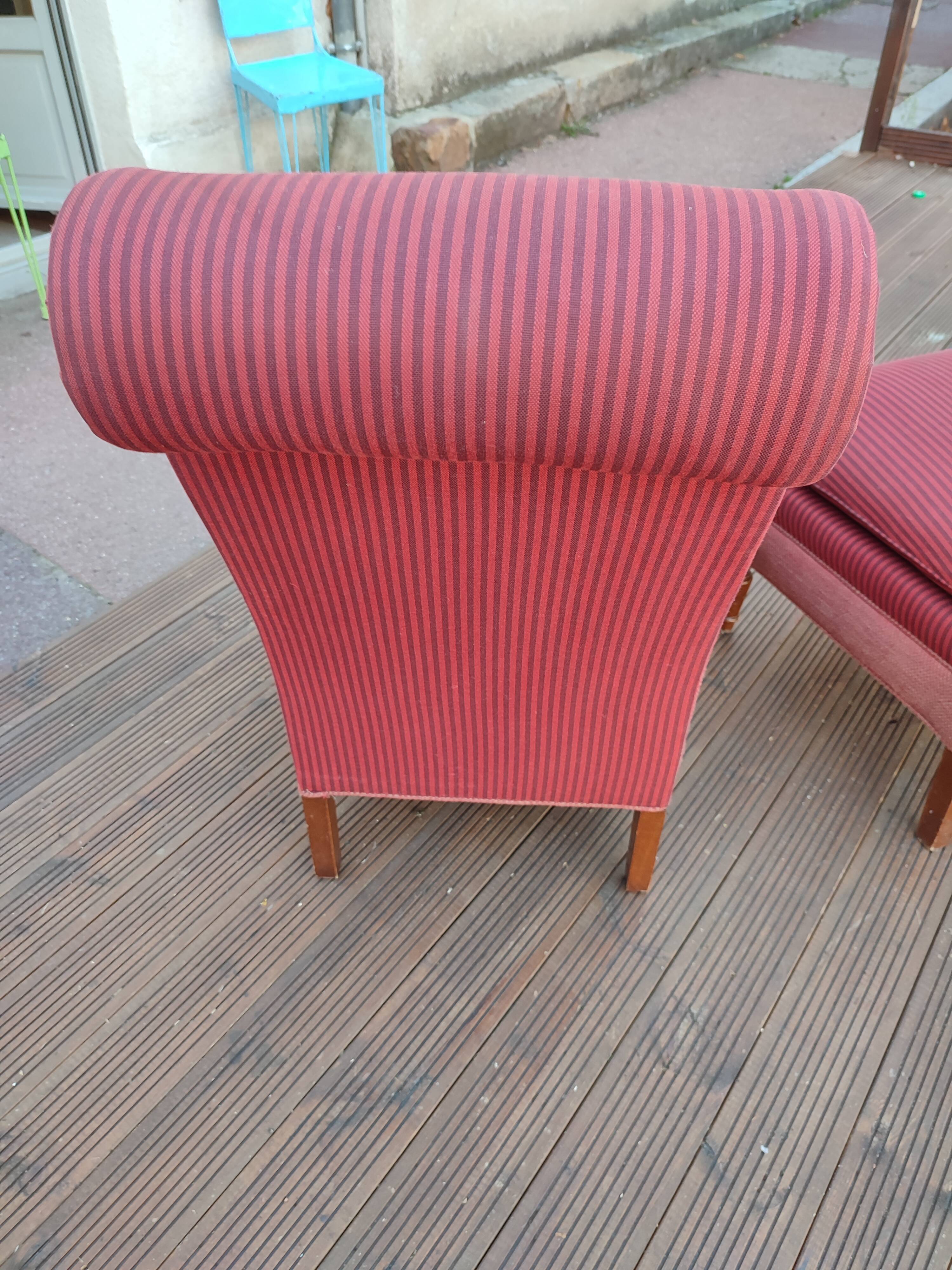 Pair of classic low chairs without arms