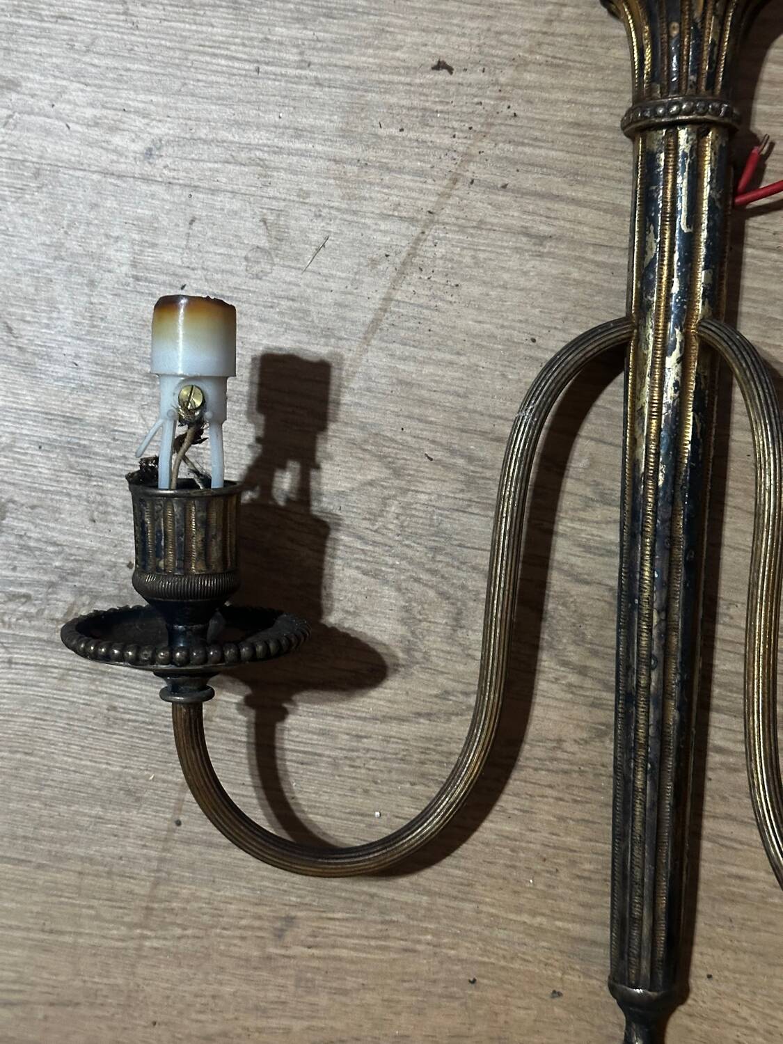 Pair of wall sconces in gilded brass – 2 lights – Louis XVI style