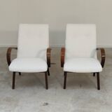 Pair of Jaroslav Smidek armchairs for Ton Bystrice restored in white buckle 1960
