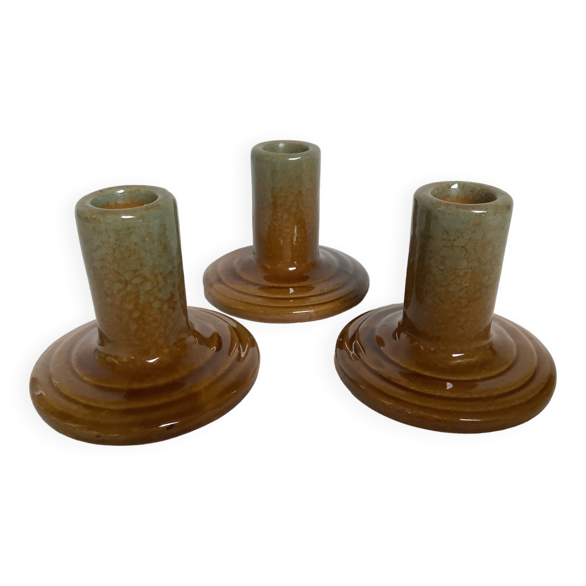Trio of ceramic candle holders