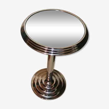 Silver gueridon with mirror on top