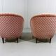 Ensemble de 2 fauteuils club en velours rose années 1950