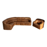 Vintage brown leather modular sofa by, 1970s