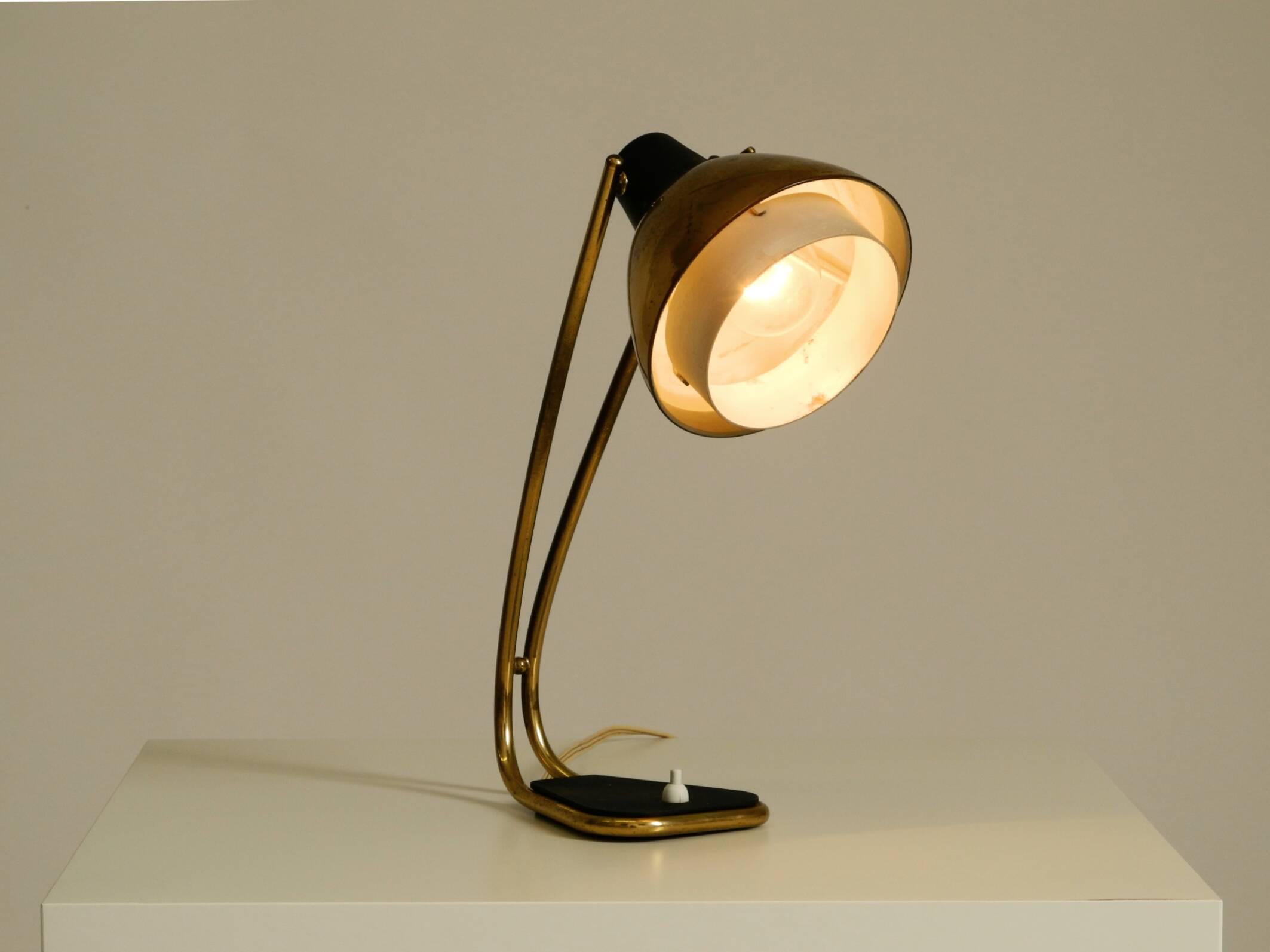 Rare large Mid Century Modern brass table lamp with beautiful patina