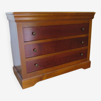 Jolie commode Louis Philippe 3 tiroirs - Merisier - Années 80