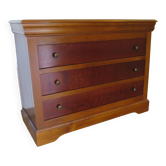 Jolie commode Louis Philippe 3 tiroirs - Merisier - Années 80
