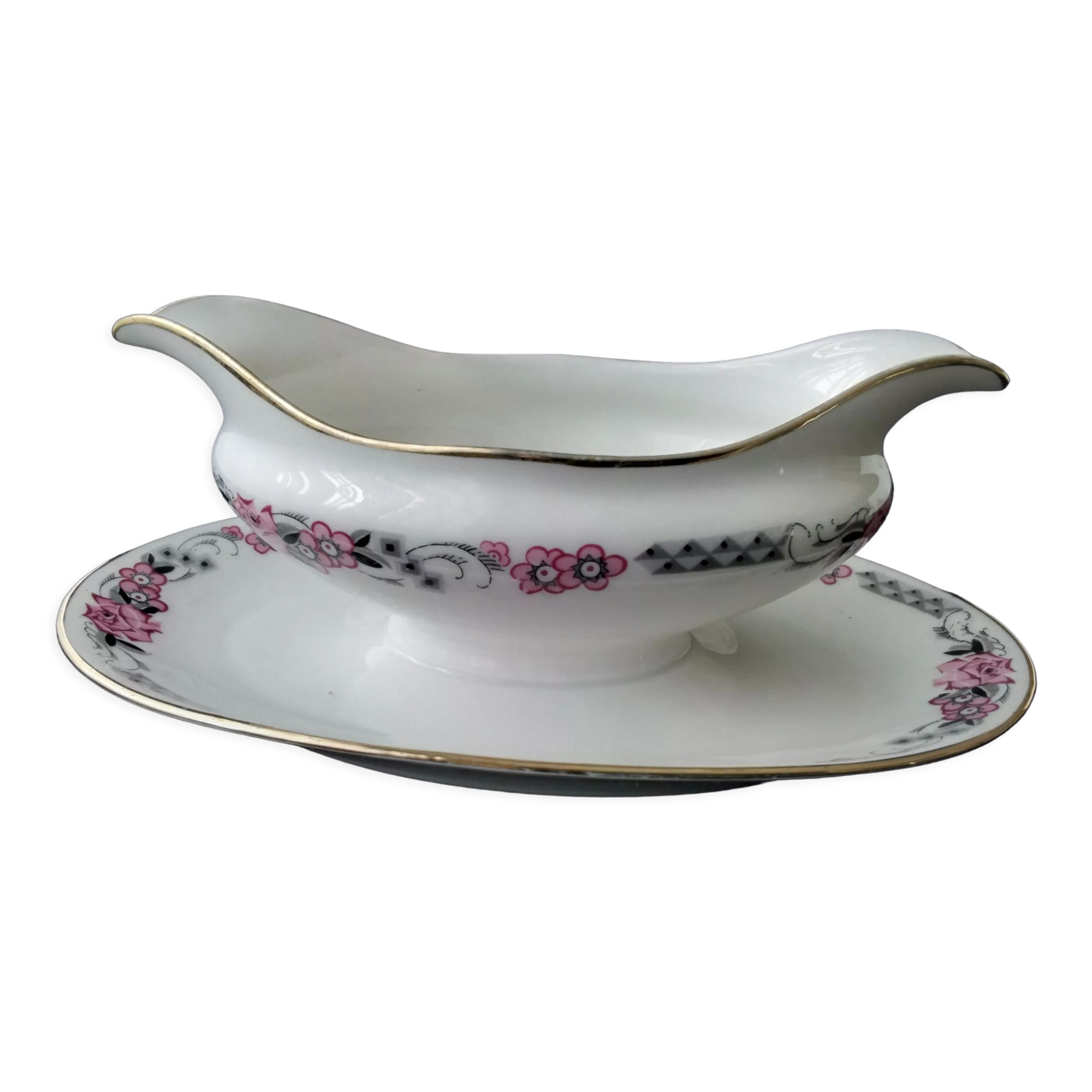 Saucière ancienne en porcelaine  Art Déco