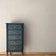 Cypress green chest of drawers & brass