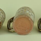 Set of 3 Atelier du Vieux Moulin mugs with grid decoration