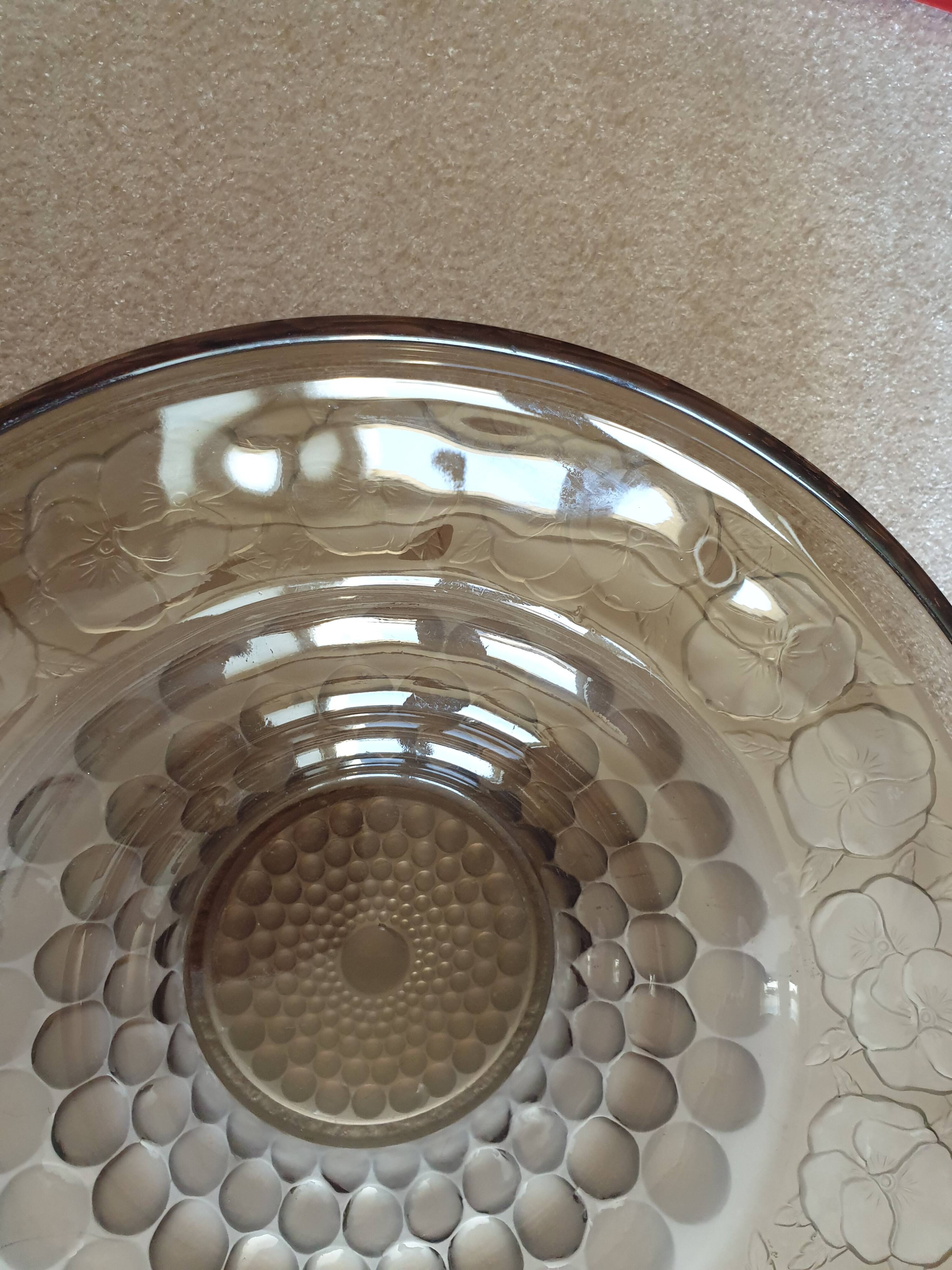Art Deco fruit bowl circa 1930 in brown smoked glass
