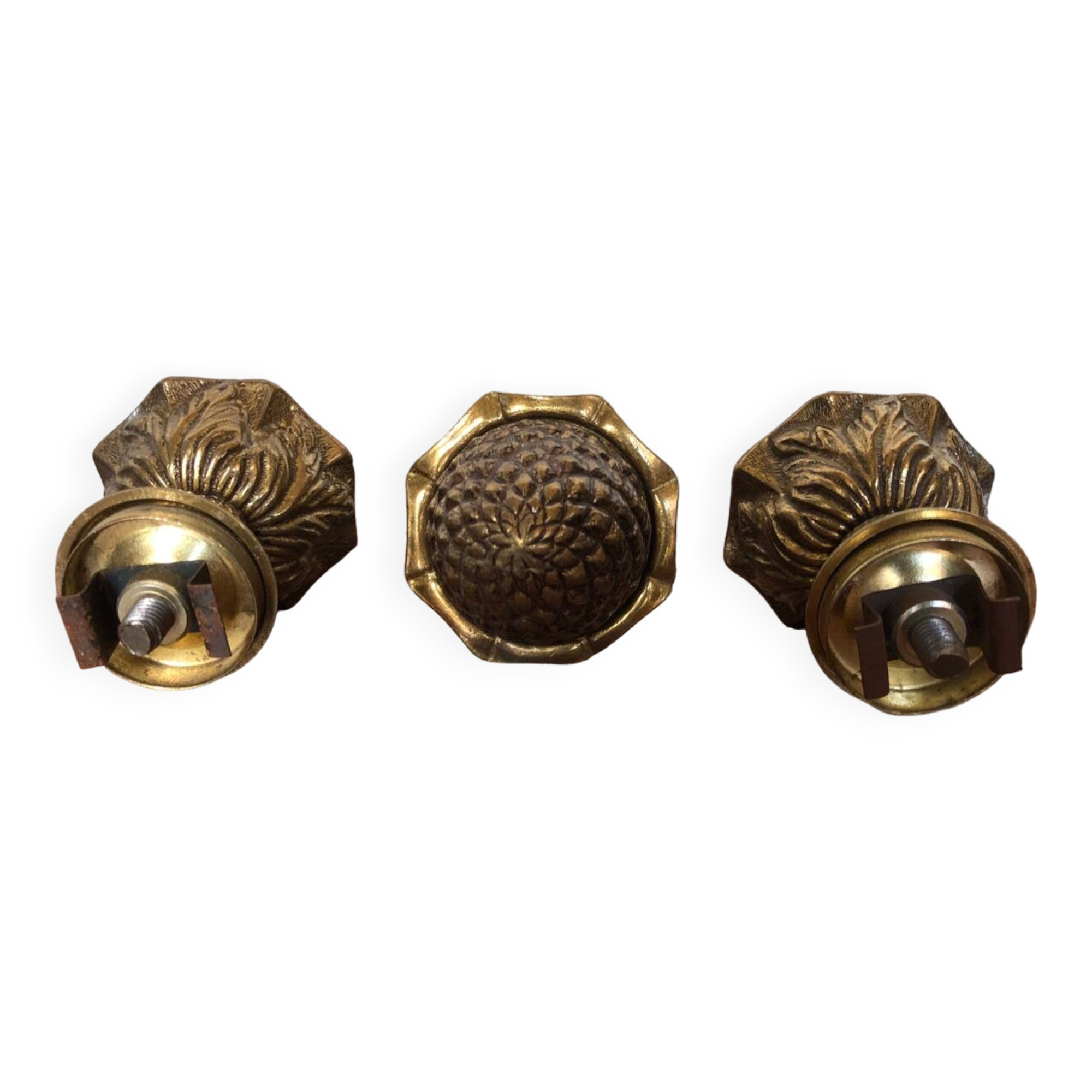 Set of 3 pine cones curtain rod golden bronze