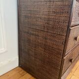 Vintage rattan chest of drawers