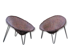 Paire de fauteuils à corbeille