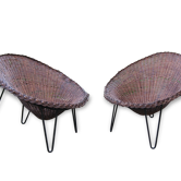 Paire de fauteuils à corbeille