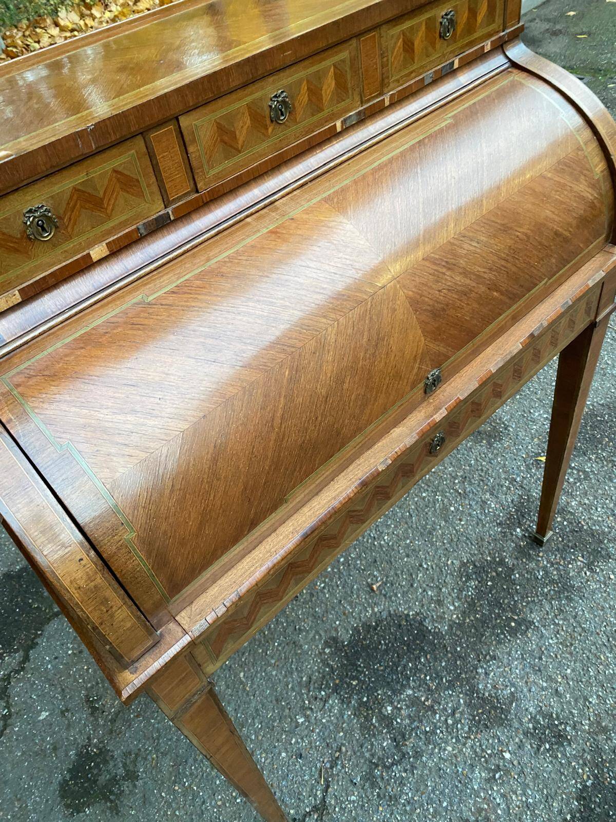 19th century wooden cylinder desk secretary