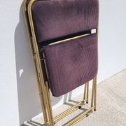 Set of 2 Lafuma folding chairs in brown velvet from the 1970s.