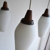 Scandinavian chandelier 3 opaline lights by Kristiansson for Luxus 50s