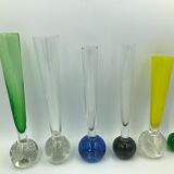 Lot de 6 vases soliflore en verre bullé années 50-60