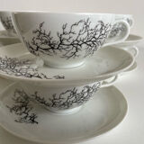 Françoise Adnet “Black Coral” 6-cup and saucer set – Pork