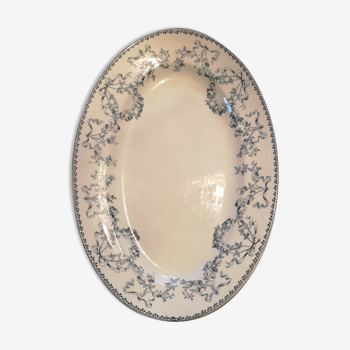 Oval dish or large ravier in earthenware Sarreguemines model Mozart