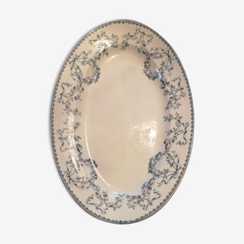 Plat ovale ou grand ravier en faïence Sarreguemines modèle Mozart