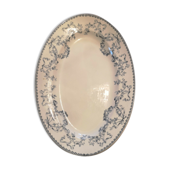 Oval dish or large ravier in earthenware Sarreguemines model Mozart