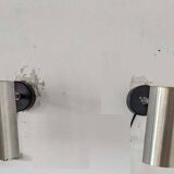 Pair of brushed aluminium tube wall lights from the 70s.