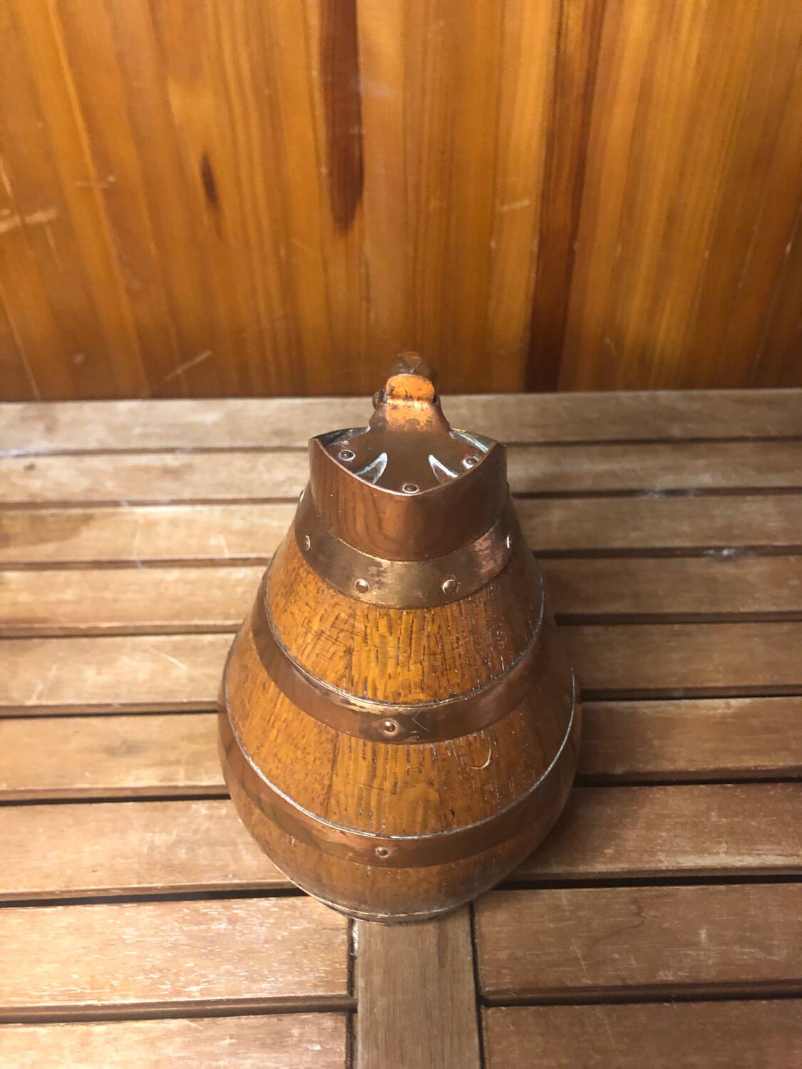 Ancien Pichet BLANCHET Bois + Cerclage Cuivre Vintage