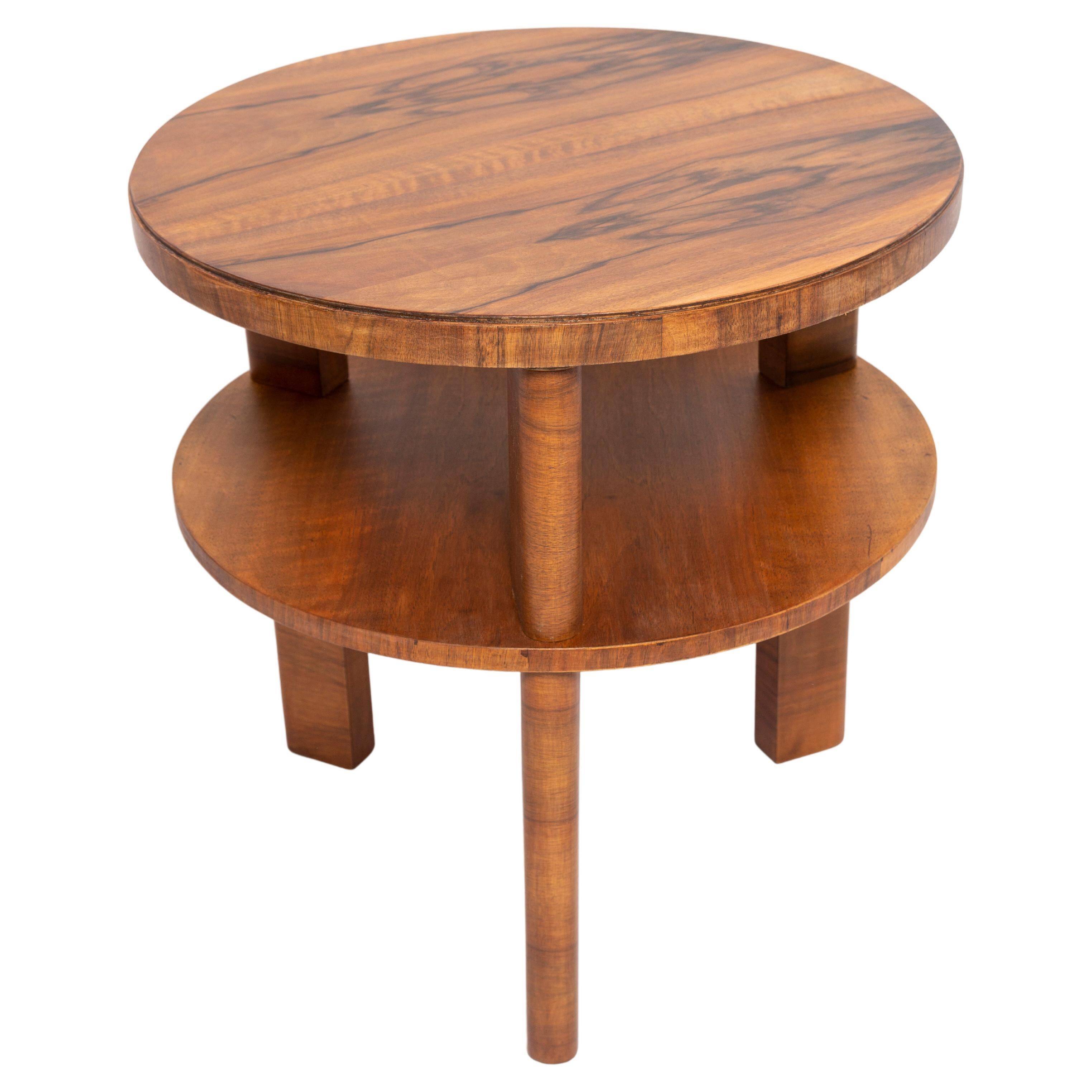 Mid-century modern coffee table, vintage, Art Deco, walnut wood, Poland, 1960s