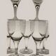 7 wine glasses with Greek decoration / glass. Height 16.5 cm. Diameter at the rim.