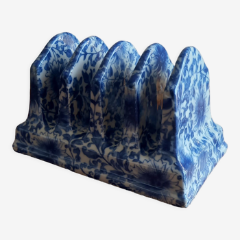 Porte-toast anglais en porcelaine Ironstone China - Décor floral bleu