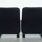 Set of 4 comfortable black vintage design armchairs
