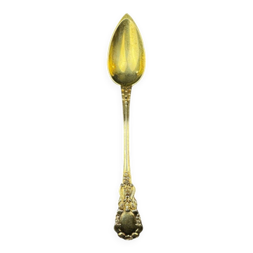 12 dessert spoons in vermeil, Minerva 19th century, blackened pear tree box