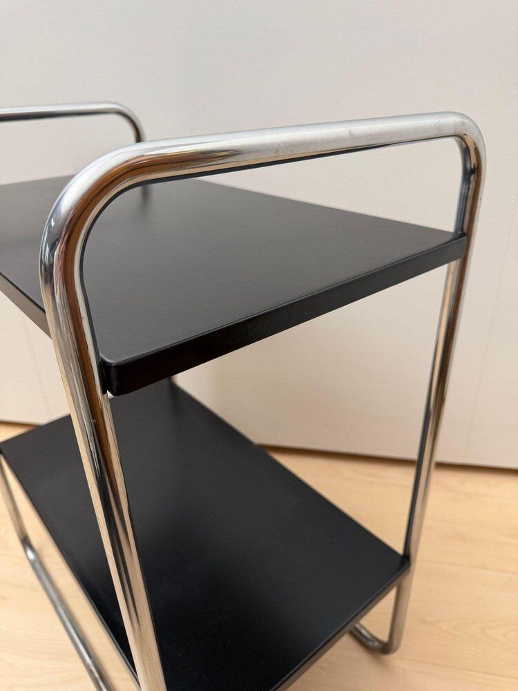 Steel tube side table in black & chrome by Mauser Werke, Germany, 1950