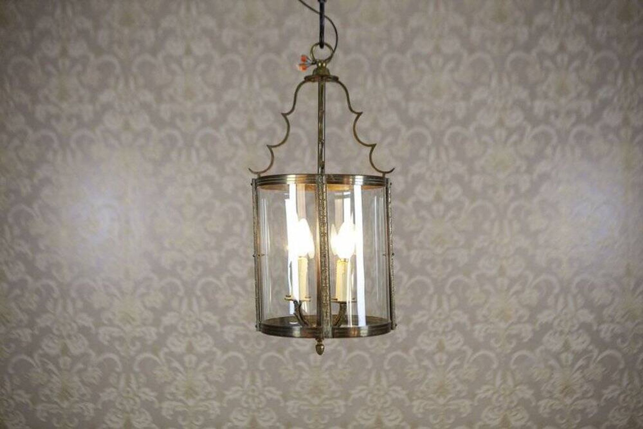 Suspension en métal et verre de style mi-siècle