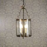Mid-Century Metal & Glass Pendant Lamp