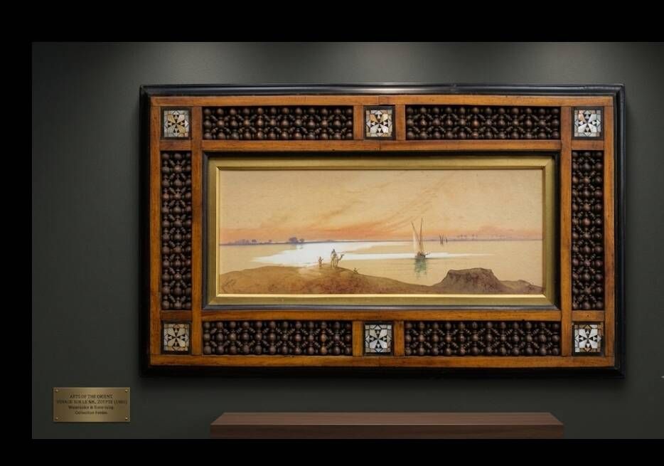 Orientalist Watercolour 1906 (H.S. Lynton) in its Syrian frame from the Mo period.