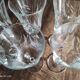 Lot de 6 flûtes à champagne vintage en verre gravé feuillage opaque