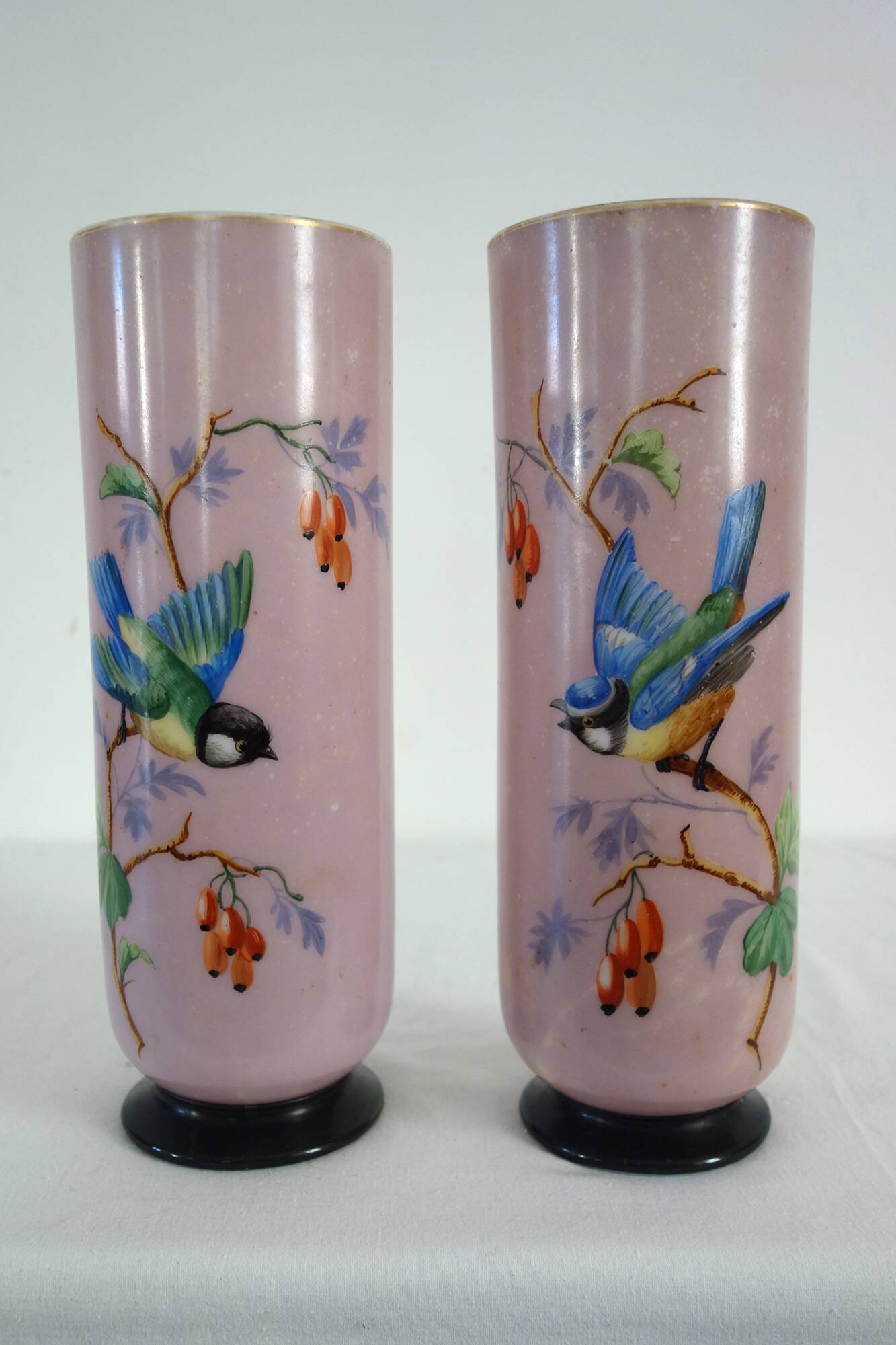 Pair of pink opaline vases from the 1920s