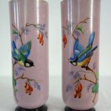 Pair of pink opaline vases from the 1920s