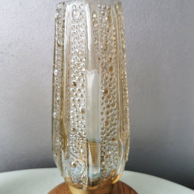 Wooden lamps with gilded glass hood, 70s