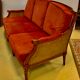 Three-seater sofa in cannage and pink velvet