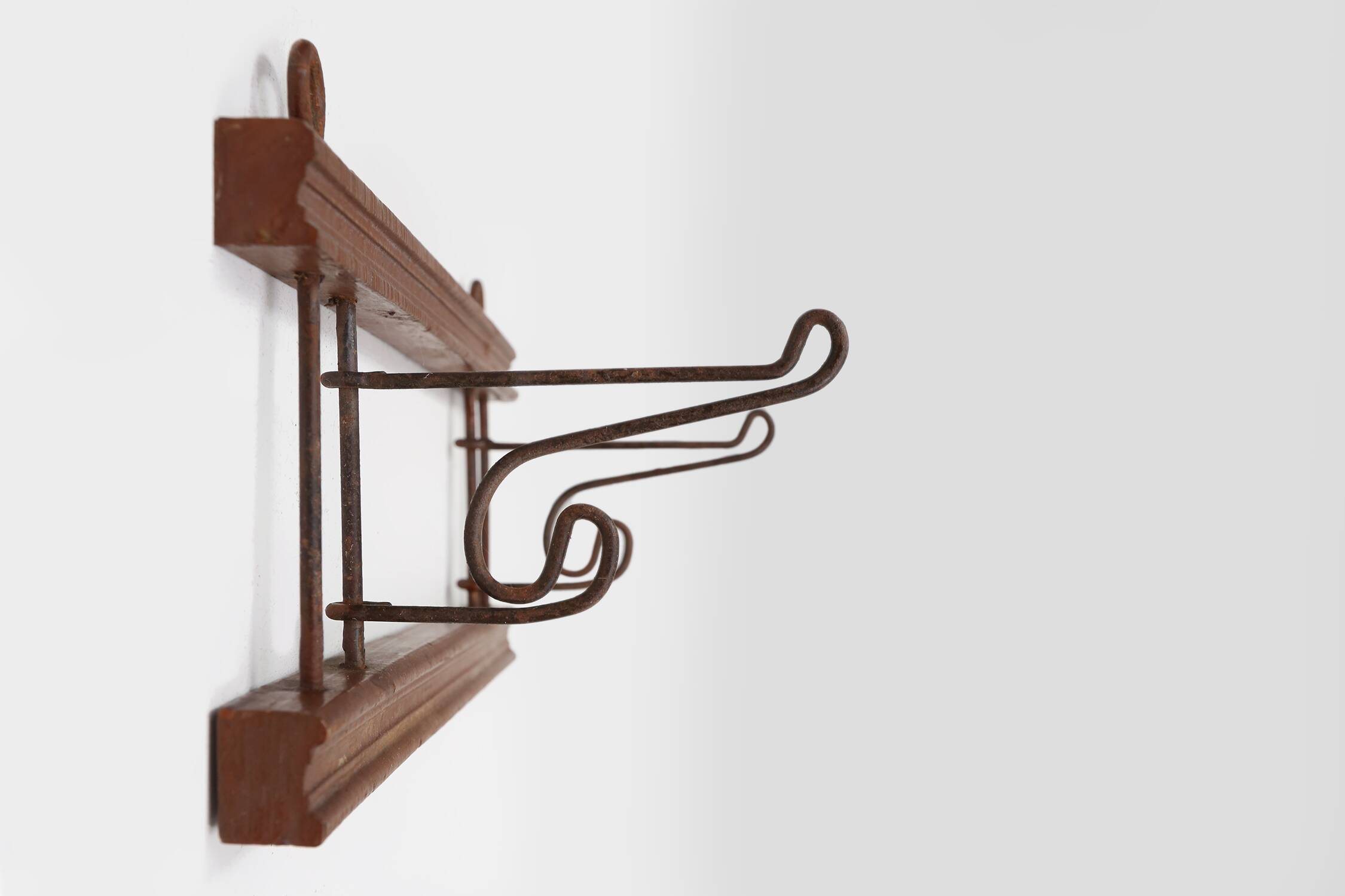 French Art Deco folding wall mount coat rack, ca. 1930