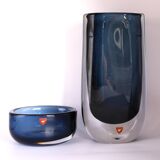 Vintage Scandinavian Art Glass Vase & bowl by Nils Landberg for Orrefors