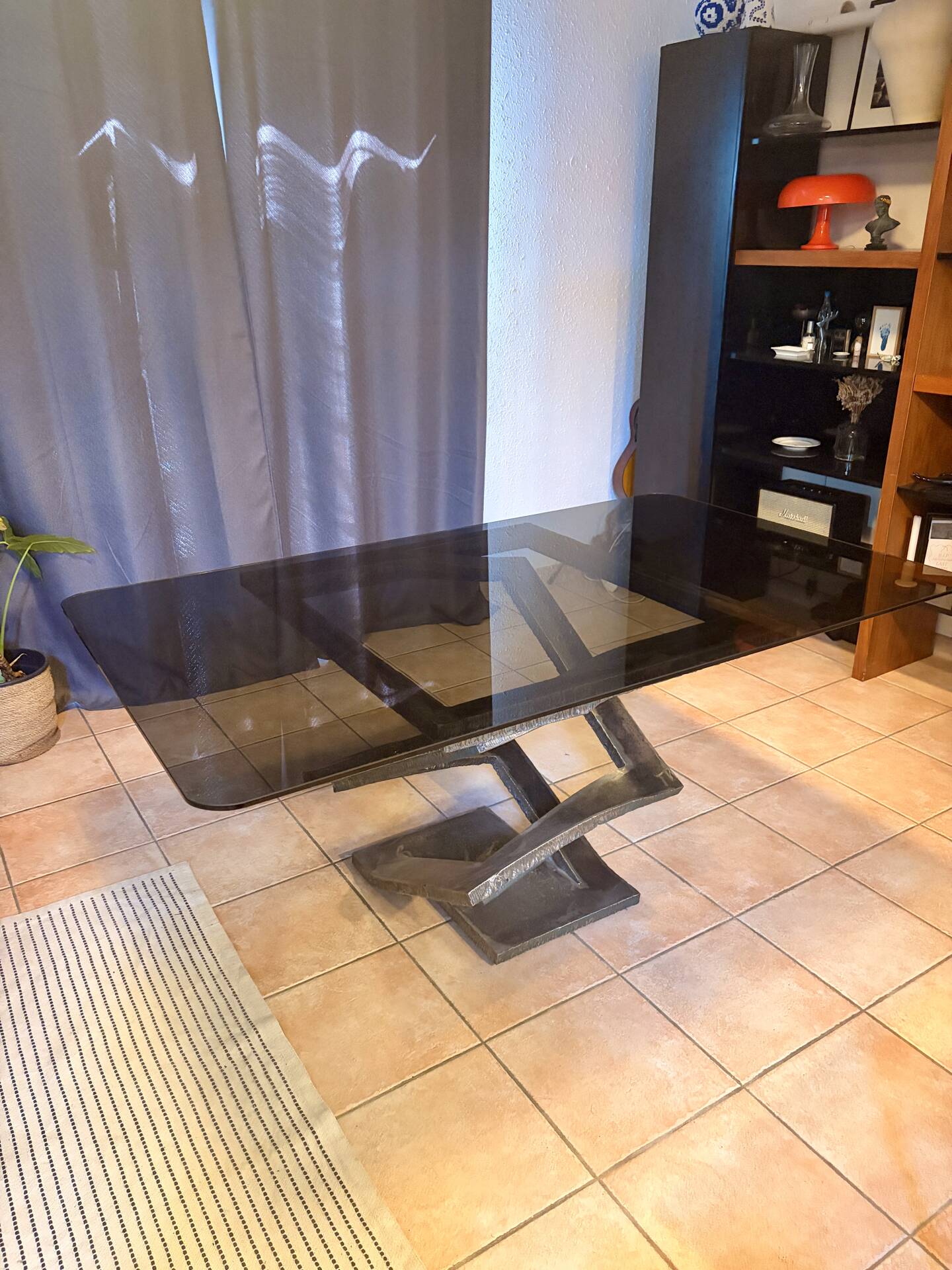 Iron flower table by Maurice Barilone for Roche Bobois