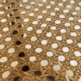 Vintage wooden shelf with cane, colonial style, 4 levels.