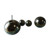 Old breakfast service, confectioner, sugar bowl, silver metal ball + glass