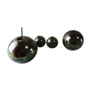 Old breakfast service, confectioner, sugar bowl, silver metal ball + glass