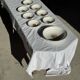 Vintage fruit salad service consisting of a bowl and 7 small dishes.